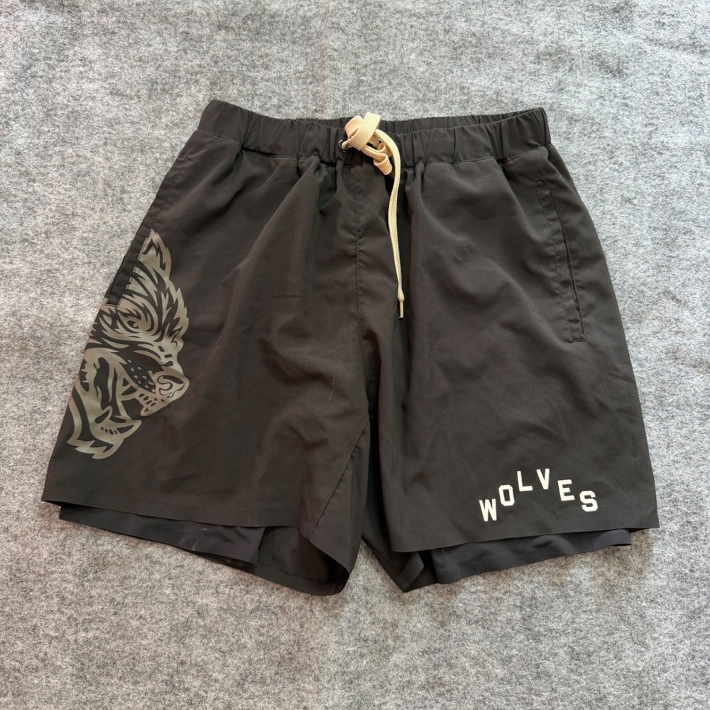 Darc Sport Wolves 2-in-1 Compression Gym Shorts Black Mens Medium 283/1000